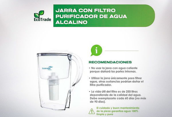 Jarra Purificadora de Agua Alcalina 2.6 Litros - Ecotrade
