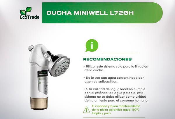 Ducha con Sistema de Filtro Purificador Agua Miniwell