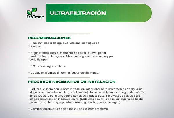 Filtro Purificador Agua Ultrafiltracion Italiano Ecotrade