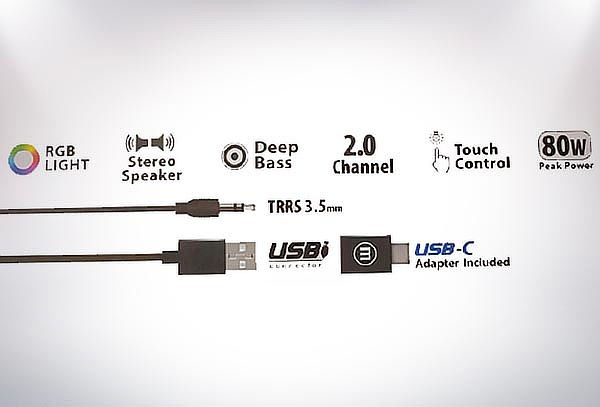 Bocina Maxell Soundbar RGB SS-L900 3.5mm + Adaptador USB-C