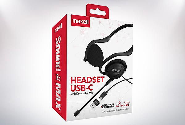 Diadema Maxell Detachable H-Mic USB-C con Adaptador USB.