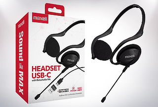 Diadema Maxell Detachable H-Mic USB-C con Adaptador USB.