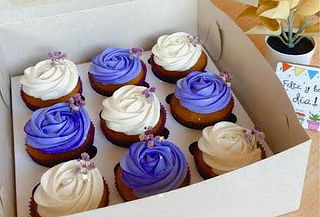 9 Cupcakes Grandes + Tarjeta Personalizada + Domo de Empaque