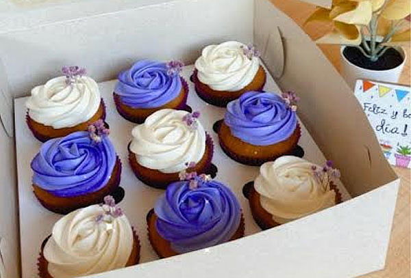 9 Cupcakes Grandes + Tarjeta Personalizada + Domo de Empaque