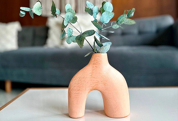 Florero Decorativo Esencia Pequeño + Rama de Eucalipto 