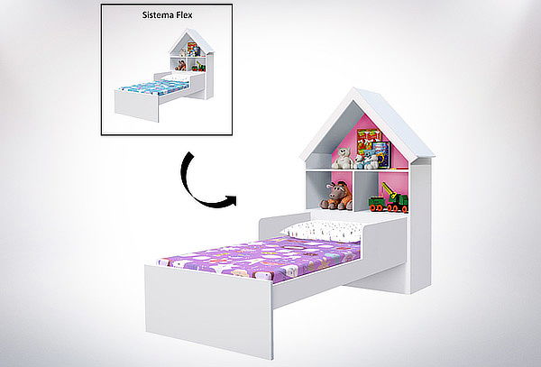 Cama Infantil Ariel Blanco / Rosado Flex en Muebles 2020