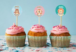 12 Cupcakes Medianos + Tarjeta Personalizada + Domoempaque