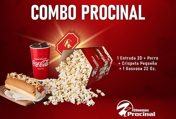 Entrada 2D + 1 Perro Caliente + 1 Crispeta + 1 Gaseosa