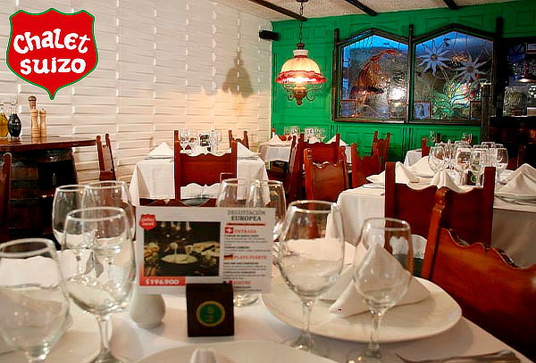 CHALET SUIZO. Cena o Almuerzo para 2 de 3 Tiempos