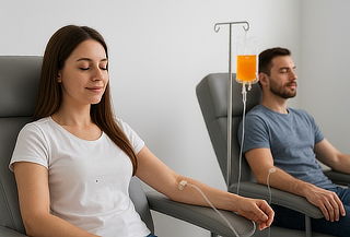 Aplicación de suero terapia con vitamina C