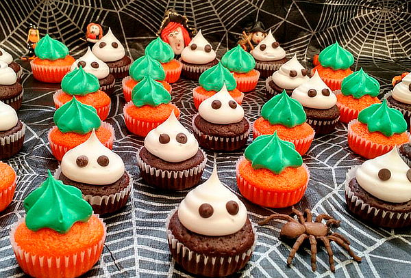 144 Mini Cupcakes de Halloween Calabazas y Fantasmas