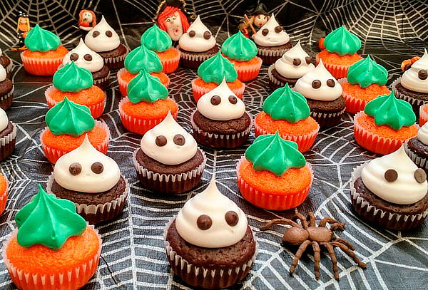 144 Mini Cupcakes de Halloween Calabazas y Fantasmas