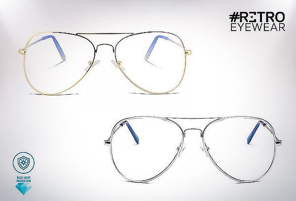 Gafas Retro Dorado o Plateado + Lente Anti-Blue + Envío