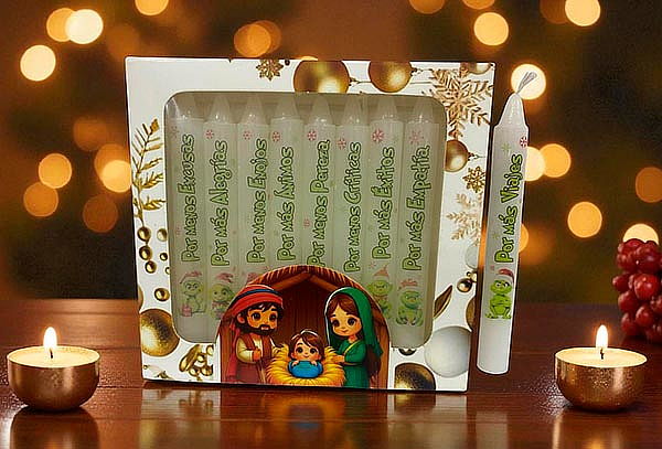 Caja por 10 Unidades de Velas Navideñas 