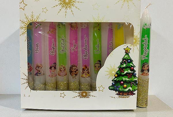 Caja por 10 Unidades de Velas Navideñas 
