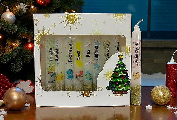 Caja por 10 Unidades de Velas Navideñas 