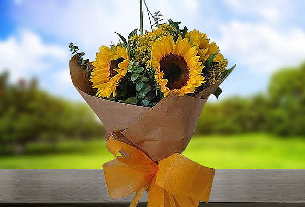 Bouquet 4 Girasoles + Follaje + Envío