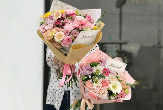 Ramo de Flores Color Pastel, Gerberas, Rosas y Crisantemos