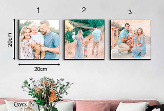 3 Foto-Retablos 20x20cm + 12 fotos 10x14cm