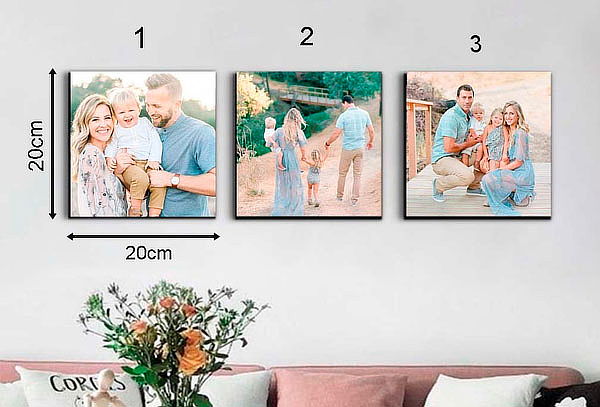 3 Foto-Retablos 20x20cm + 12 fotos 10x14cm
