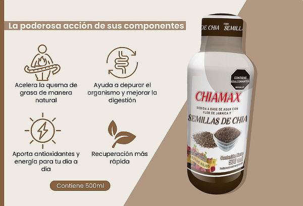 Producto Chiamax por 500 ml Reduce el Colesterol