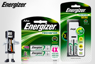 Cargador Mini + Pila Recargable Energizer AAx2