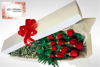 Bouquet o Caja de 12 Rosas Tipo Exportación + Envio
