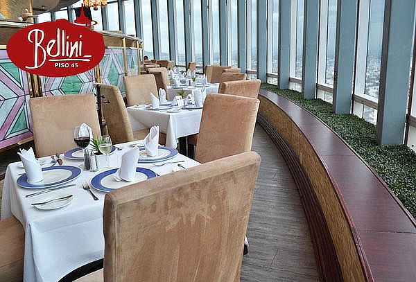 Restaurante giratorio 360° Menú de 4 Tiempos + Copa de Vino