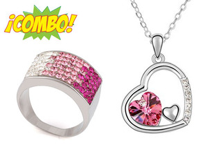 COMBO: Anillo Sarajevo talla 7 + Dije just for you on pink