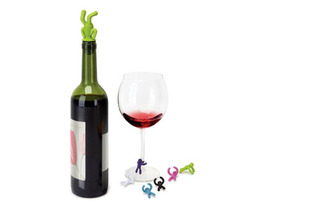 Kit para Botella de Vino, 1 Tapón y 6 marcadores de copas