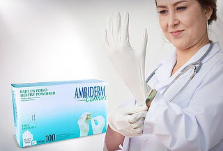 Pack con 100 Guantes de latex Talla Mediana Ambiderm Pack con 100 Guantes de latex Talla Mediana Ambiderm