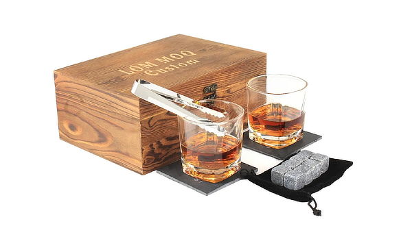 Caja de Madera Con Accesorios para Whisky con Grabado
