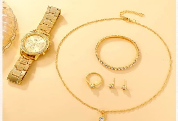 Set Reloj de Lujo Collar Pulsera Aretes Anillo  Envío Gratis