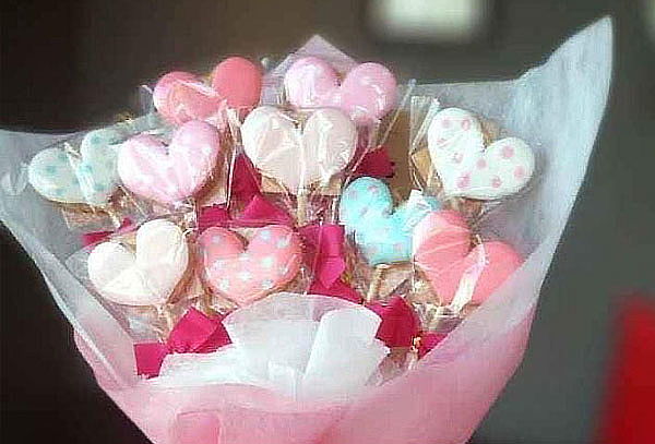 ¡Regala un Lindo Detalle! Ramo de Galletas Corazon 