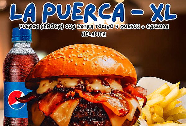 Hamburguesa Artesanal XL Para Uno o Dos  + Papas + Gaseosa 