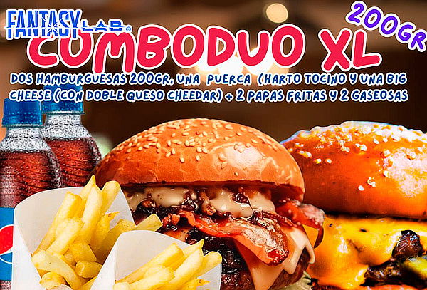 Hamburguesa Artesanal XL Para Uno o Dos  + Papas + Gaseosa 