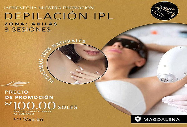 3 Sesiones de Depilación IPL en Axilas + Exfoliación