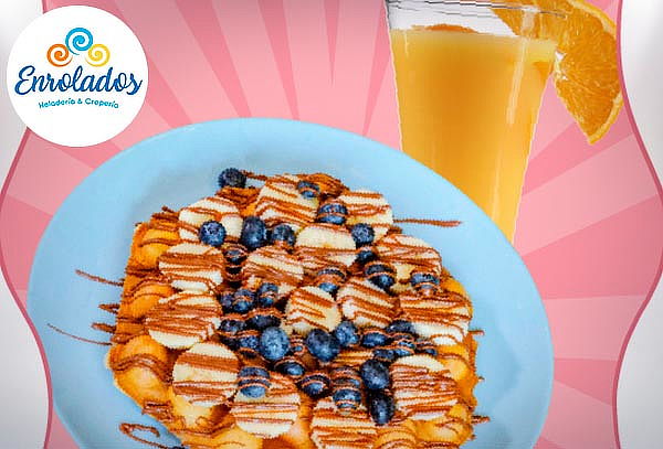 1 Bubble Waffle + Jugo Naranja en Enrolados. 6 Sedes