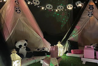 Paquete Osito Panda + Tipi + Almohadas + Decoración y Más