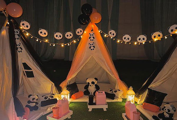 Paquete Osito Panda + Tipi + Almohadas + Decoración y Más