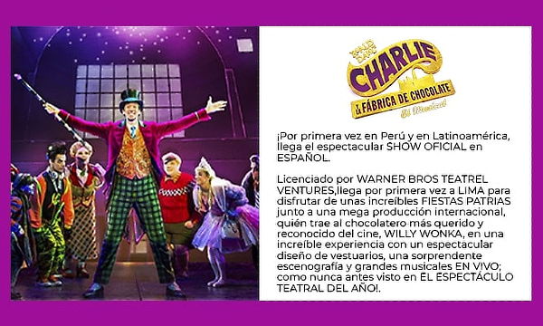 Entrada para ¡CHARLIE Y LA FABRICA DE CHOCOLATE! 