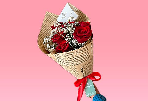 Ramo 6 Rosas Rojas + Lluvia + Dedicatoria en Mary Luna