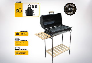 Parrilla Cilíndrica con Tapa + Mandil + Guantes en Mr. Grill