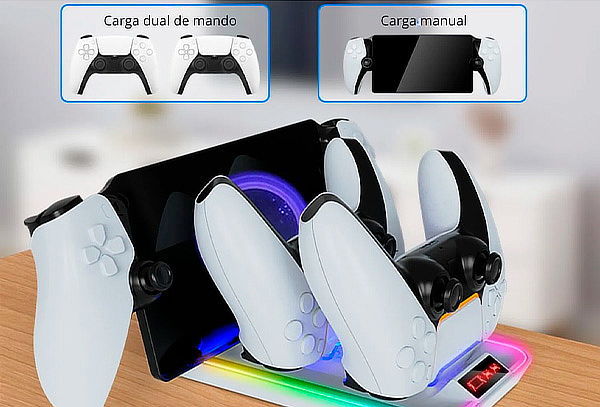 Estación de Carga RGB para Mandos PS5 y Portal PS