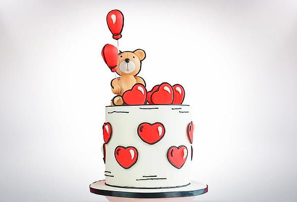 Mini Torta Comic San Valentín 14 cm + Globo Metálico
