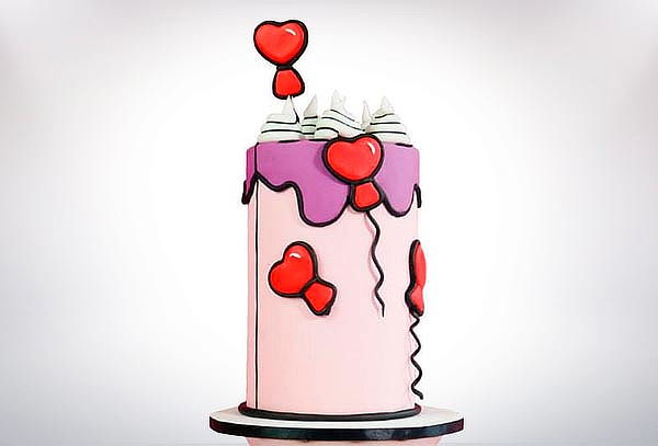 Mini Torta Comic San Valentín 14 cm + Globo Metálico