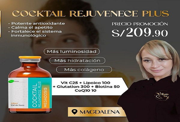 Rejuvenece Cóctel Vit 5 en 1 con Glutatión 300 + Vit C25
